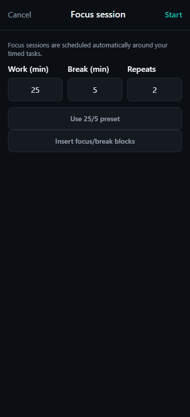 Focus block planning